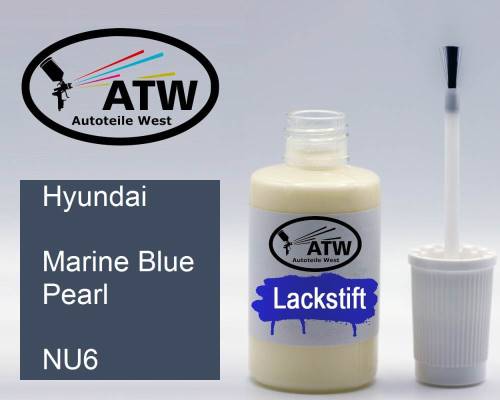 Hyundai, Marine Blue Pearl, NU6: 20ml Lackstift, von ATW Autoteile West.